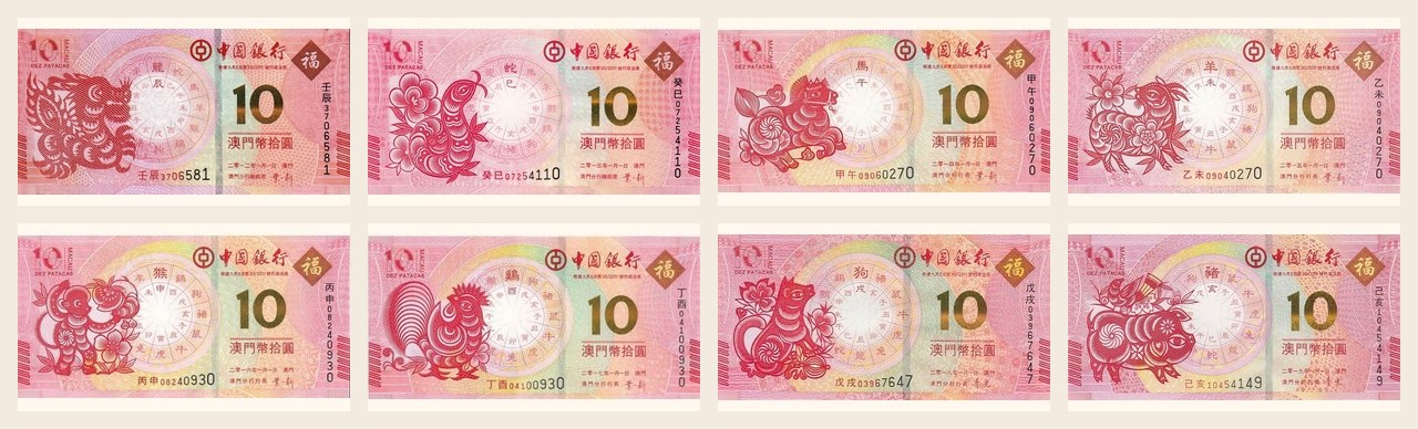 澳門生肖10元紀念鈔選輯（2012–2019）
