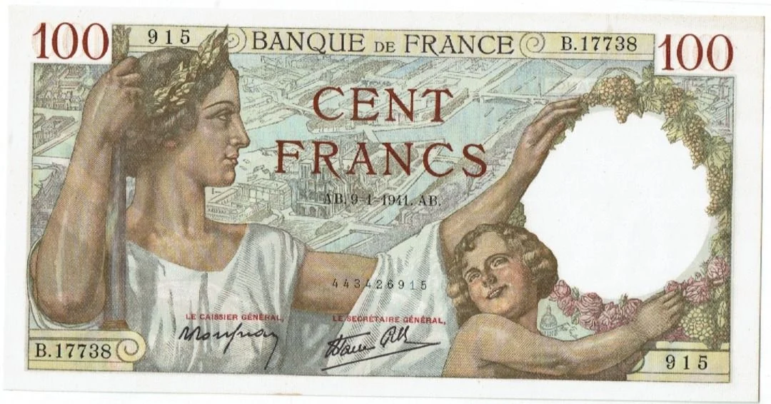法國 1941年 BANQUE DE FRANCE 100元