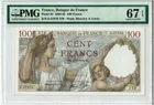法國 1941年 BANQUE DE FRANCE 100元 PMG67 photo 1