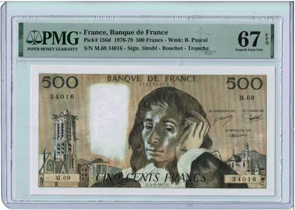 1977 France 500 dollar France, Banque de France PMG 67