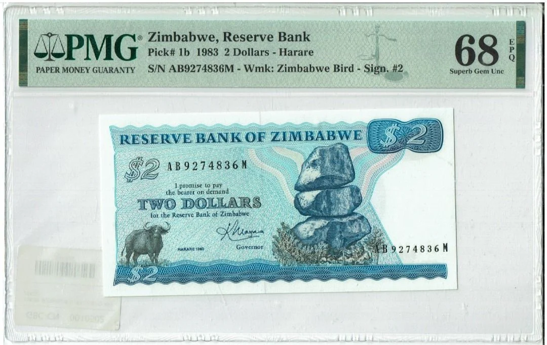 1983年 津巴布韋 Zimbabwe 2元 PMG68 高分