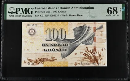 2011 Faroe Islands 100 g 朗 PMG 68 EPQ