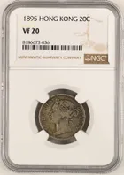 1895年 香港20仙 NGC VF20 評級銀幣 photo 1
