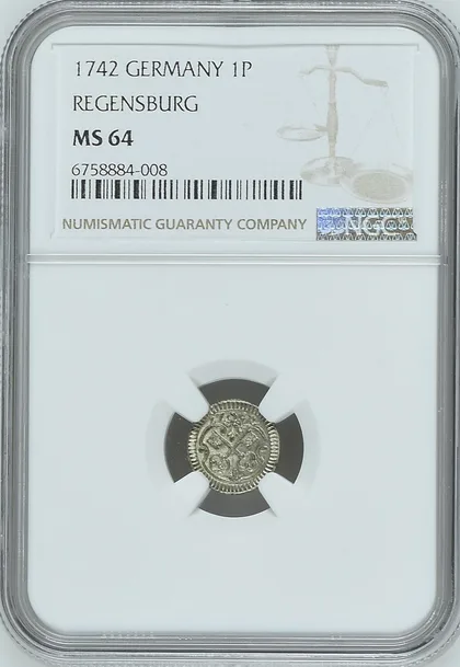 1742年 德國1P REGENSBURG 銀幣 NGC MS64